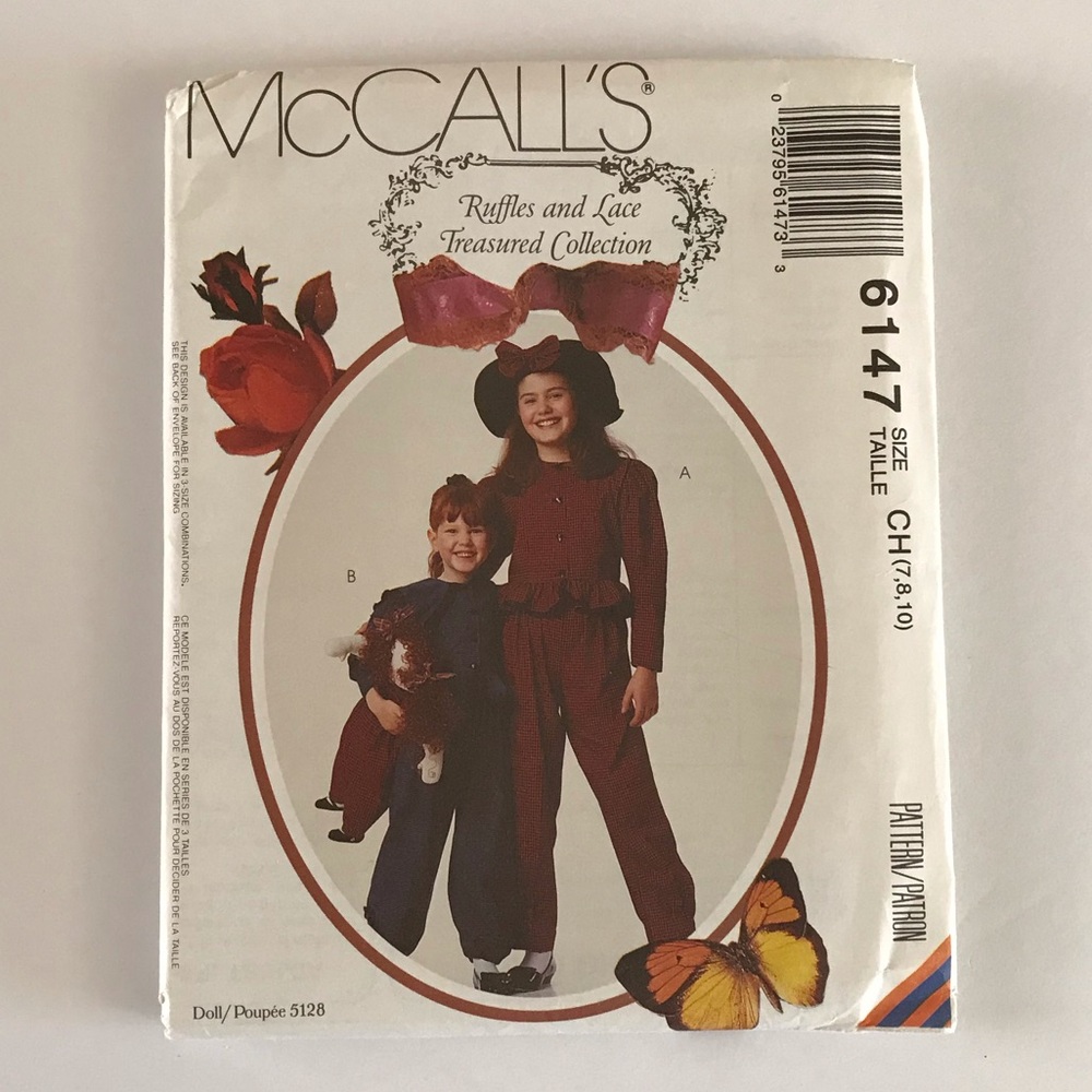 🧵3for12🧵 VTG McCall’s Pattern 6147 Child’s Blouse Pants Hat Doll’s Clothes